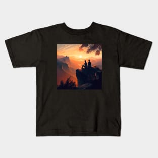 Mountain Hiking Sunset, Adventure Travel Kids T-Shirt